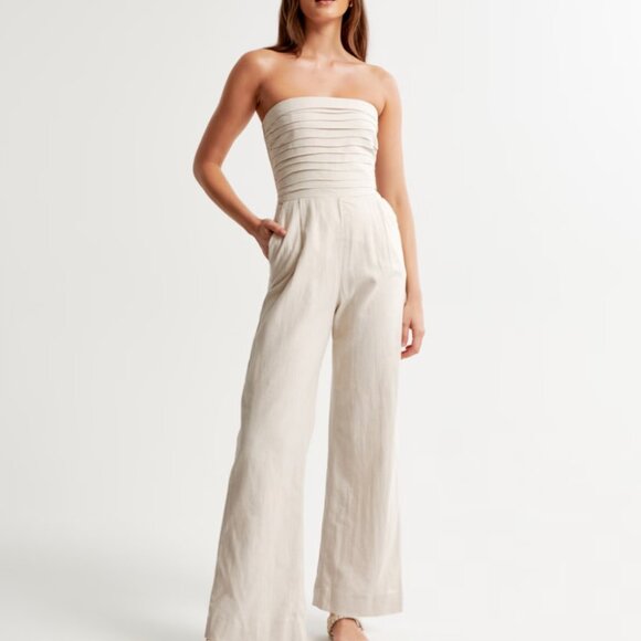 Abercrombie & Fitch Pants - Abercrombie & Fitch Emerson Linen-Blend Strapless Jumpsuit - Size S